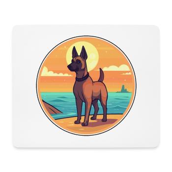 Belgischer Malinois Hund Rasse Cartoon Kawaii Clipart - Mousepad (Querformat) - Weiß - Vorne
