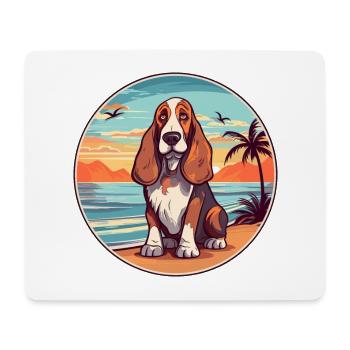 Basset Hund Rasse Cartoon Kawaii Clipart Hund - Mousepad (Querformat) - Weiß - Vorne