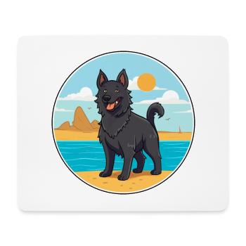Chien de berger belge chien race Cartoon Kawaii Clipart - Tapis de souris (format paysage) - blanc - Devant