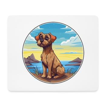 Border Terrier chien race Cartoon Kawaii Clipart - Tapis de souris (format paysage) - blanc - Devant