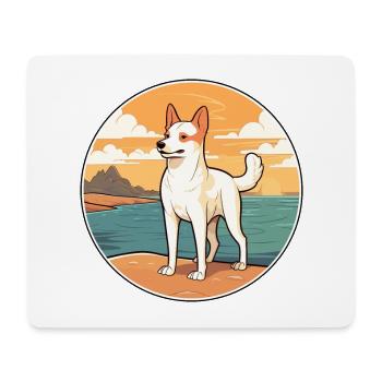 Canaan chien race dessin animé Kawaii Clipart aquarelle - Tapis de souris (format paysage) - blanc - Devant