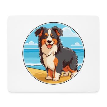 Collie chien race dessin animé Kawaii Clipart aquarelle - Tapis de souris (format paysage) - blanc - Devant
