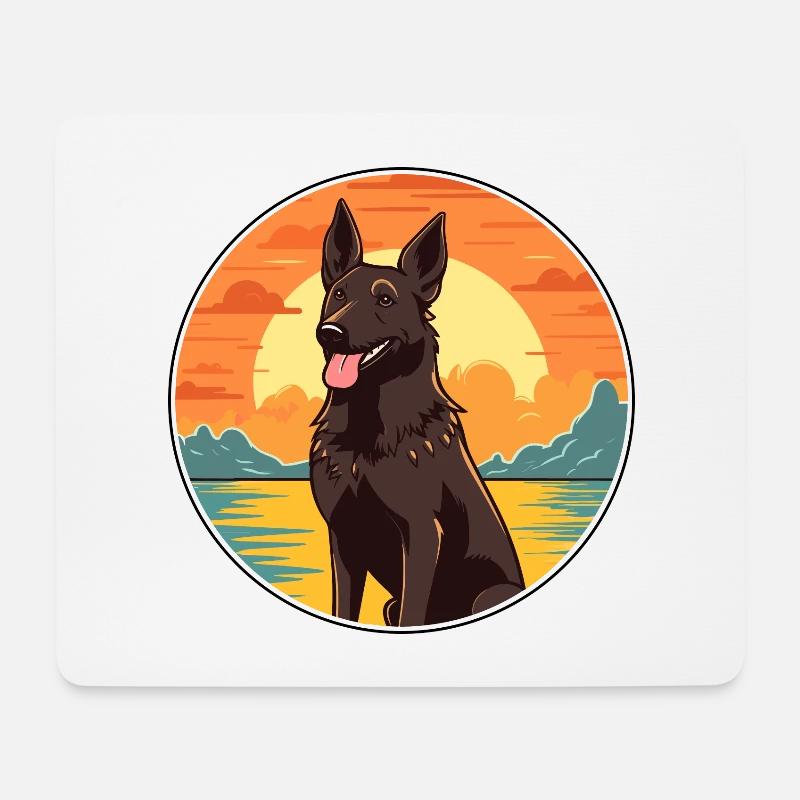 Holländisch Schäferhund Rasse Cartoon Kawaii Clipart - Mousepad (Querformat) - Weiß