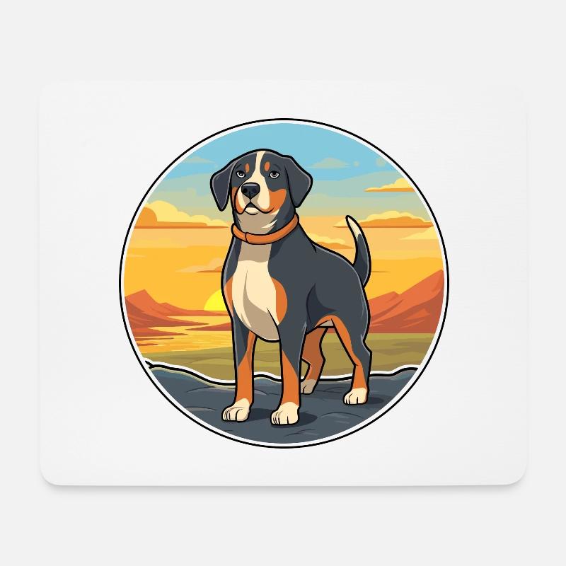 Entlebucher Sennenhund Rasse Cartoon Kawaii Hund - Mousepad (Querformat) - Weiß