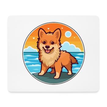 Deutscher Spitz Hund Rasse Cartoon Kawaii Clipart Hund - Mousepad (Querformat) - Weiß - Vorne