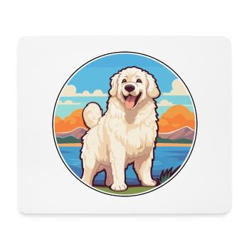 Hongrois Kuvasz chien race Cartoon Kawaii Clipart - Tapis de souris (format paysage) - blanc - Devant