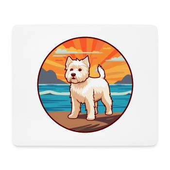 Chien Terrier Blanc Anglais Race Cartoon Kawaii Chien - Tapis de souris (format paysage) - blanc - Devant
