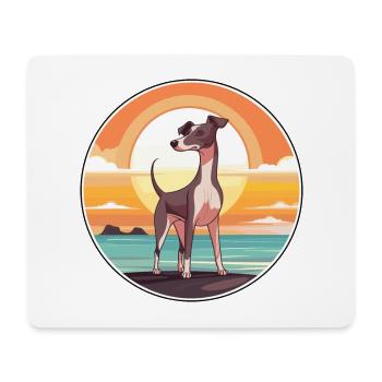 Lévrier italien chien race Cartoon Kawaii Clipart - Tapis de souris (format paysage) - blanc - Devant