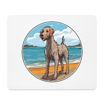 Irish Wolfhound Dog Breed Cartoon Kawaii Clipart - Mouse Pad (horizontal) - white - Front