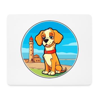 Italien Volpino chien race Cartoon Kawaii Clipart - Tapis de souris (format paysage) - blanc - Devant