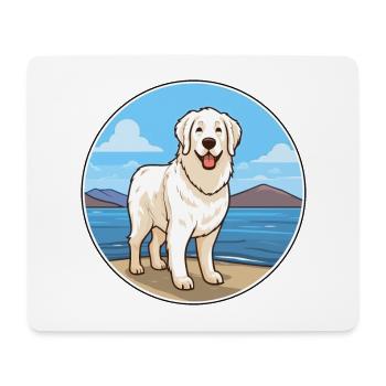 Kuvasz Hunderasse Cartoon Kawaii Clipart Aquarell - Mousepad (Querformat) - Weiß - Vorne