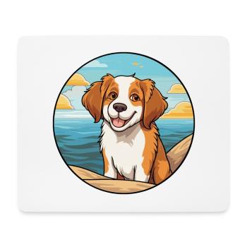 Kooikerhondje chien race dessin animé kawaii Clipart chien - Tapis de souris (format paysage) - blanc - Devant