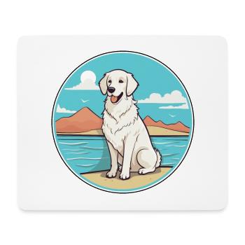 Kuvasz chien hongrois race Cartoon Kawaii Clipart - Tapis de souris (format paysage) - blanc - Devant