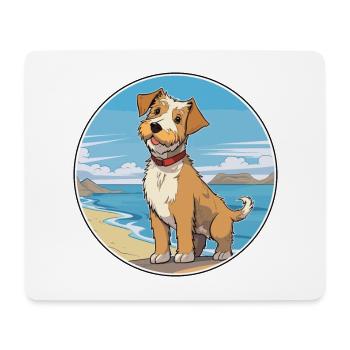 Lucas Terrier chien race dessin animé Kawaii Clipart chien - Tapis de souris (format paysage) - blanc - Devant