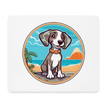 Koolie chien race dessin animé Kawaii Clipart aquarelle - Tapis de souris (format paysage) - blanc - Devant