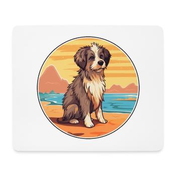 Kuchi Afghan Shepard race chien dessin animé Kawaii chien - Tapis de souris (format paysage) - blanc - Devant