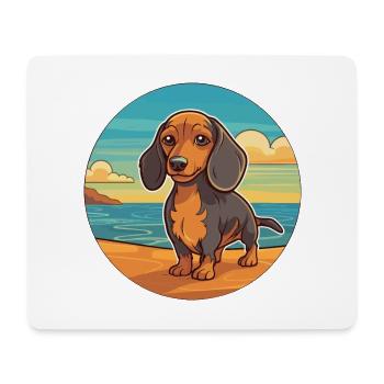 Miniatur Dackel Hund Rasse Cartoon Kawaii Hund - Mousepad (Querformat) - Weiß - Vorne