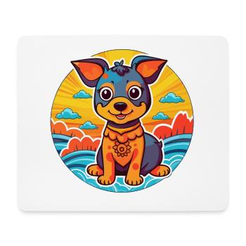 Ovtcharka de race de chien d’Asie centrale Cartoon Kawaii - Tapis de souris (format paysage) - blanc - Devant