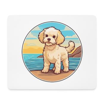 Maltipoo chien race dessin animé Kawaii Clipart chien animal de compagnie - Tapis de souris (format paysage) - blanc - Devant