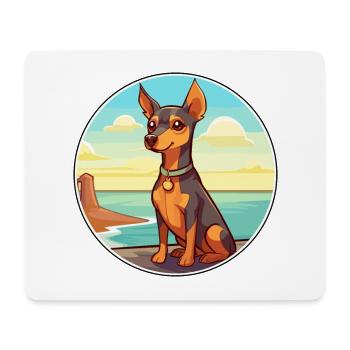 Pinscher miniature chien race dessin animé Kawaii chien - Tapis de souris (format paysage) - blanc - Devant