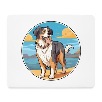 Nordamerikanischer Schäferhund Rasse Cartoon Kawaii - Mousepad (Querformat) - Weiß - Vorne