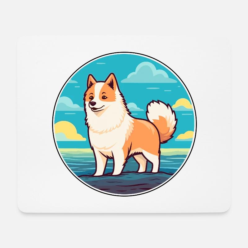 Nordic Spitz Hund Rasse Cartoon Kawaii Clipart Hund - Mousepad (Querformat) - Weiß