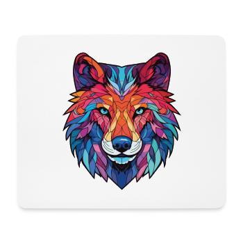 Wolf buntes Aquarell Tier Haustier Illustration - Mousepad (Querformat) - Weiß - Vorne