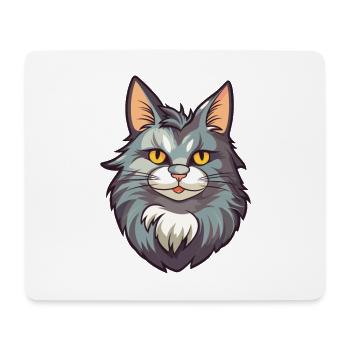 Maine Coon Cat Cartoon Watercolor Illustration - Mouse Pad (horizontal) - white - Front