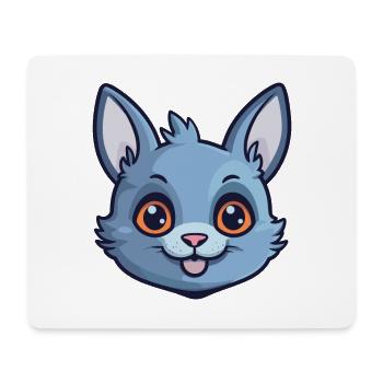 Illustration d’aquarelle de bande dessinée de chat bleu russe - Tapis de souris (format paysage) - blanc - Devant