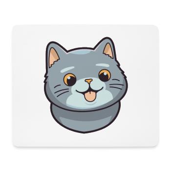 British Fold Shorthair Cat Cartoon Watercolor Art - Mouse Pad (horizontal) - white - Front