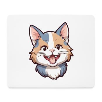 Dilute Calico Cat Cartoon Watercolor Illustration - Mouse Pad (horizontal) - white - Front