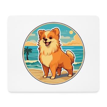 Poméranie allemand Spitz chien race Cartoon Kawaii - Tapis de souris (format paysage) - blanc - Devant