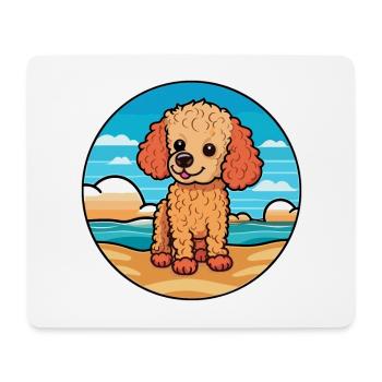 Caniche chien race dessin animé Kawaii Clipart aquarelle - Tapis de souris (format paysage) - blanc - Devant