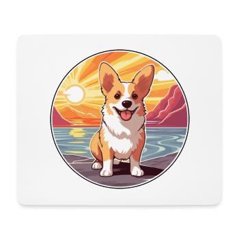 Pembroke Welsh Corgi chien race Cartoon Kawaii chien - Tapis de souris (format paysage) - blanc - Devant