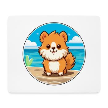 Pomeranian Hund Rasse Cartoon Kawaii Clipart Hund - Mousepad (Querformat) - Weiß - Vorne