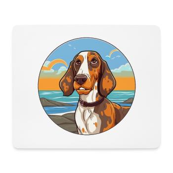 Russe Arlequin Hound chien race Cartoon Kawaii - Tapis de souris (format paysage) - blanc - Devant