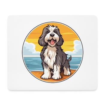 Schapendoes chien race dessin animé Kawaii Clipart chien - Tapis de souris (format paysage) - blanc - Devant