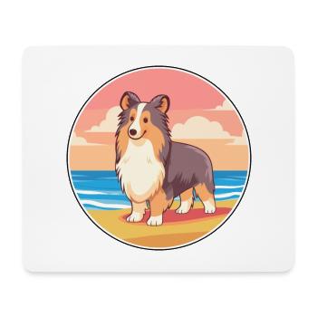Sheltie chien race dessin animé Kawaii Clipart chien animal de compagnie - Tapis de souris (format paysage) - blanc - Devant