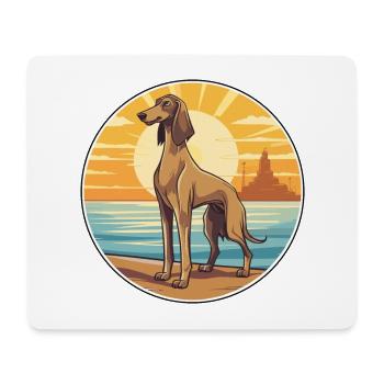 Saluki Dog Breed Cartoon Kawaii Clipart Watercolor - Mouse Pad (horizontal) - white - Front