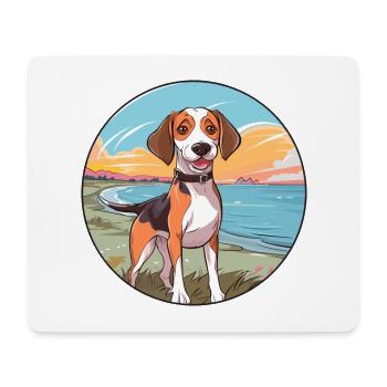 Sibirischer dreifarbiger Hund Rasse Cartoon Kawaii - Mousepad (Querformat) - Weiß - Vorne