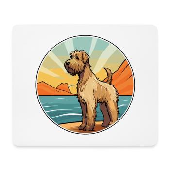 Doux enduit Wheaten Terrier Chien Race Dessin Animé Pet - Tapis de souris (format paysage) - blanc - Devant