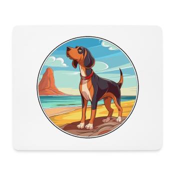 Serbischer dreifarbiger Jagdhund Rasse Cartoon Kawaii - Mousepad (Querformat) - Weiß - Vorne