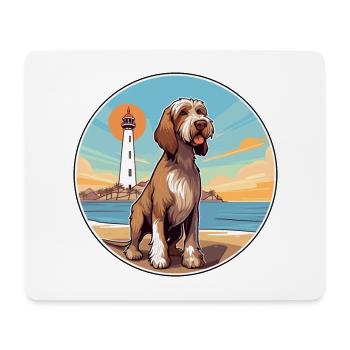Spinone Italiano chien race Cartoon Kawaii Clipart - Tapis de souris (format paysage) - blanc - Devant