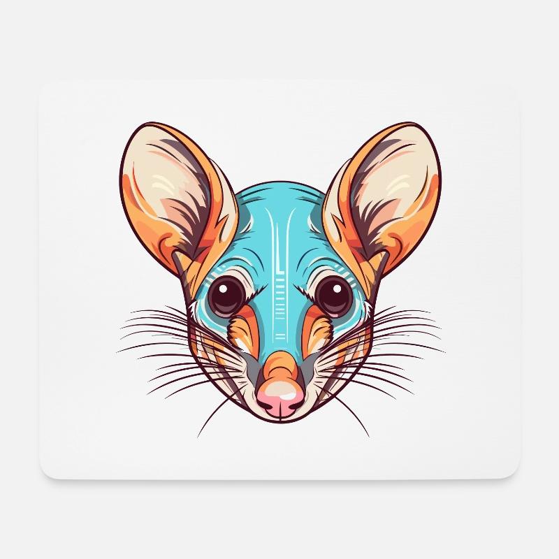 Elefant Spitzmaus Buntes Aquarell Cartoon Kawaii - Mousepad (Querformat) - Weiß