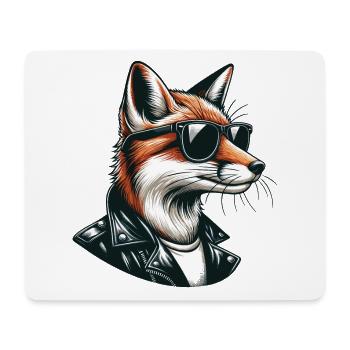 Cooler Stadt Fuchs mit Lederjacke und Sonnenbrille - Mousepad (Querformat) - Weiß - Vorne