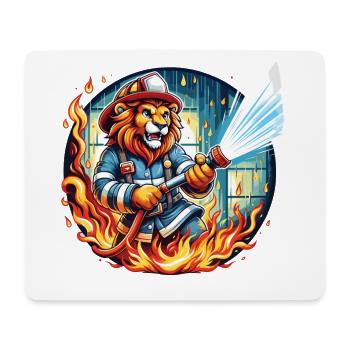Lion, Firefighter, Firefighter, Flames, Hero - Mouse Pad (horizontal) - white - Front