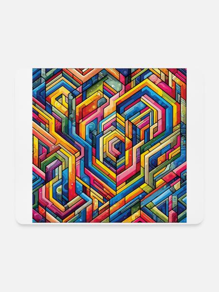 Buntes Labyrinth Geometrische Irrgarten Kunst - Mousepad (Querformat) - Weiß