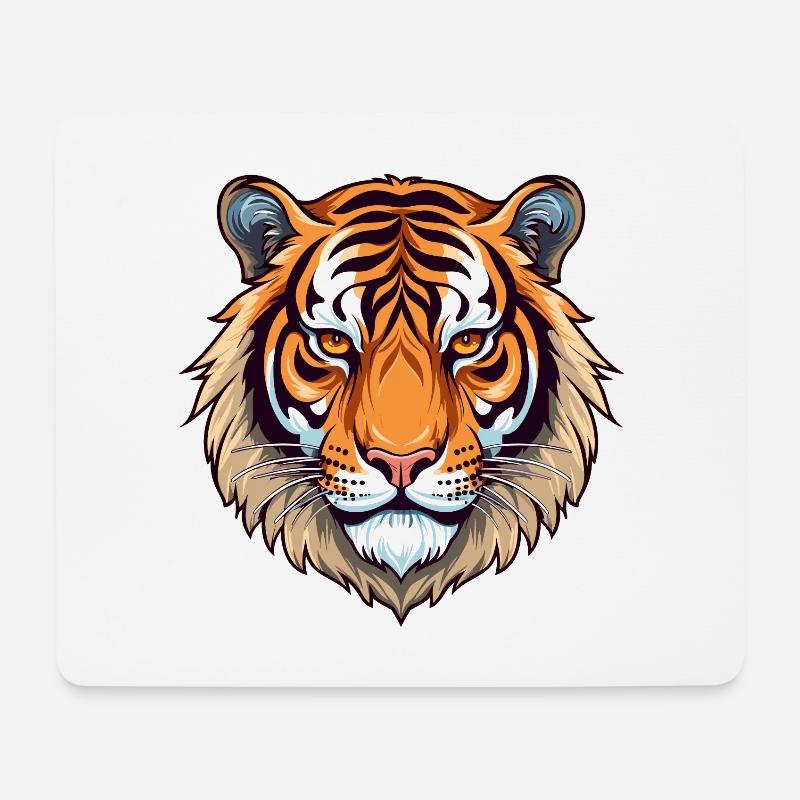 Tiger Buntes Aquarell Cartoon Kawaii Tier - Mousepad (Querformat) - Weiß