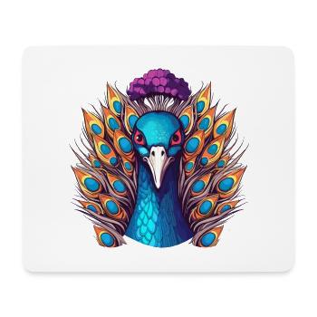 Pfau buntes Aquarell Cartoon Kawaii Tier - Mousepad (Querformat) - Weiß - Vorne