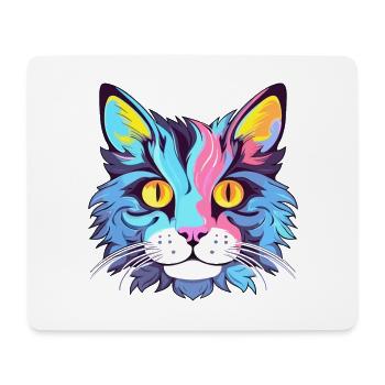 Katze buntes Aquarell Cartoon Kawaii Tier - Mousepad (Querformat) - Weiß - Vorne